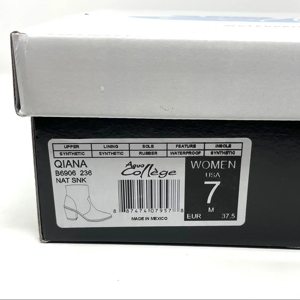 Aqua College Quiana Waterproof Snake Print Booties 7 NIB Pointed Toe Ankle Boots